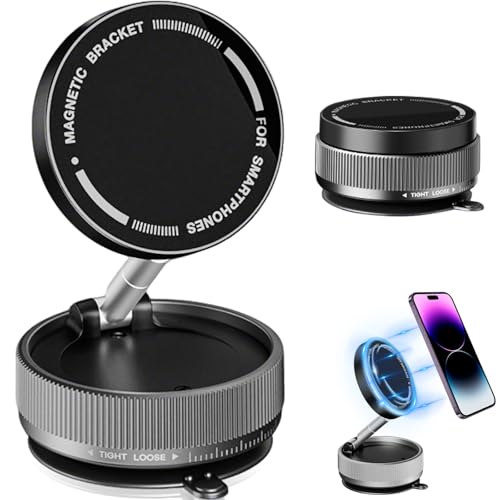 Warmfay Vakuum Magnetische Handyhalterung Auto, Universal Vacuum Saugnapf Handyhalterung mit 360° Rotation, Faltbarer und Einziehbar Saugnapf Telefonhalter Auto für Windschutzscheibe, Armaturenbrett von Warmfay