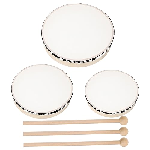 Warmhm 3 Stück Handtrommeln für Erwachsene Tamburin-Percussion Schlagzeug musikinstrumente musical instruments percussion instrumente drum Tamburin für die Kirche Rahmentrommel Holz von Warmhm