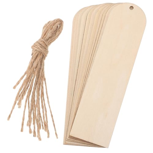 Warmhm 30 Stück hölzernes Lesezeichen mit Leerzeichen aufzeichnen Name Stichworte Schild leeres Lesezeichen-Tag Holz-Lesezeichen zeichnen Lesezeichen zum Malen Light Brown von Warmhm