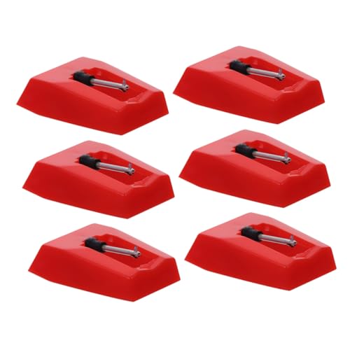 Warmhm 6 Stück Stift tom Drehscheibe Nadeln plattenspieler Teile aufnehmen Rekord-Ersatznadel Austausch der Aufnahmenadel Vintage-Schallplattenteile Schallplattennadel Aluminium rot von Warmhm