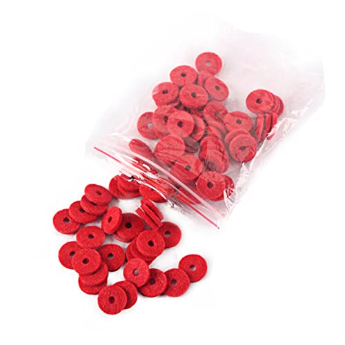 Warmhm 90 Stück Schlüsselreiniger Filzband Pads Etiketten Klaviatur stimmen klavier Gitarren-Pad Dichtungskissen Gitarrenwascher Dichtung für gitarre rot von Warmhm