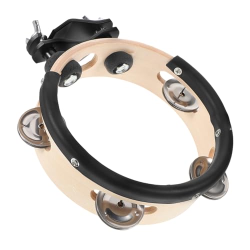 Warmhm Hi Hat Glockentamburin Für Tamburin Musikalischer Ring Trommel Tambourin Glocken Instrumente Tamburine Becken Percussion Tamburin Handtamburin Holz Hellbraun von Warmhm