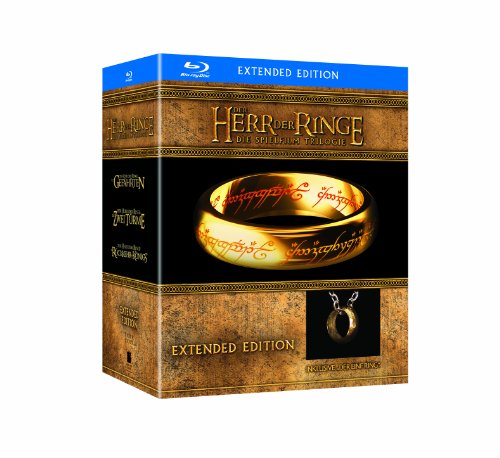 Der Herr der Ringe – Die Spielfilm Trilogie (Limited Extended Editions inkl. „Der Eine Ring“-Replik, exklusiv bei Amazon.de) [Blu-ray] von Warner Home Video - DVD