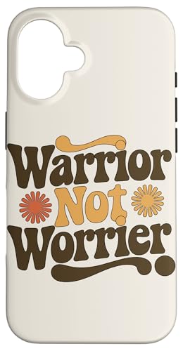Warrior Not Worrier | Retro 70er Jahre Groovy Hülle für iPhone 16 von Warrior Not Worrier Quote