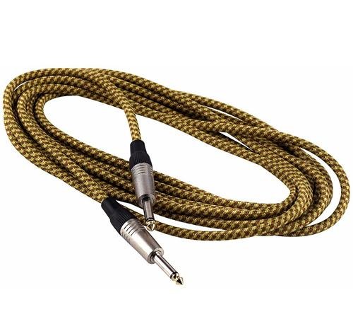 RockCable RCL 30206 TC Instrumentenkabel (Textilummantelung) Klinke - Klinke 6m, gold von Warwick