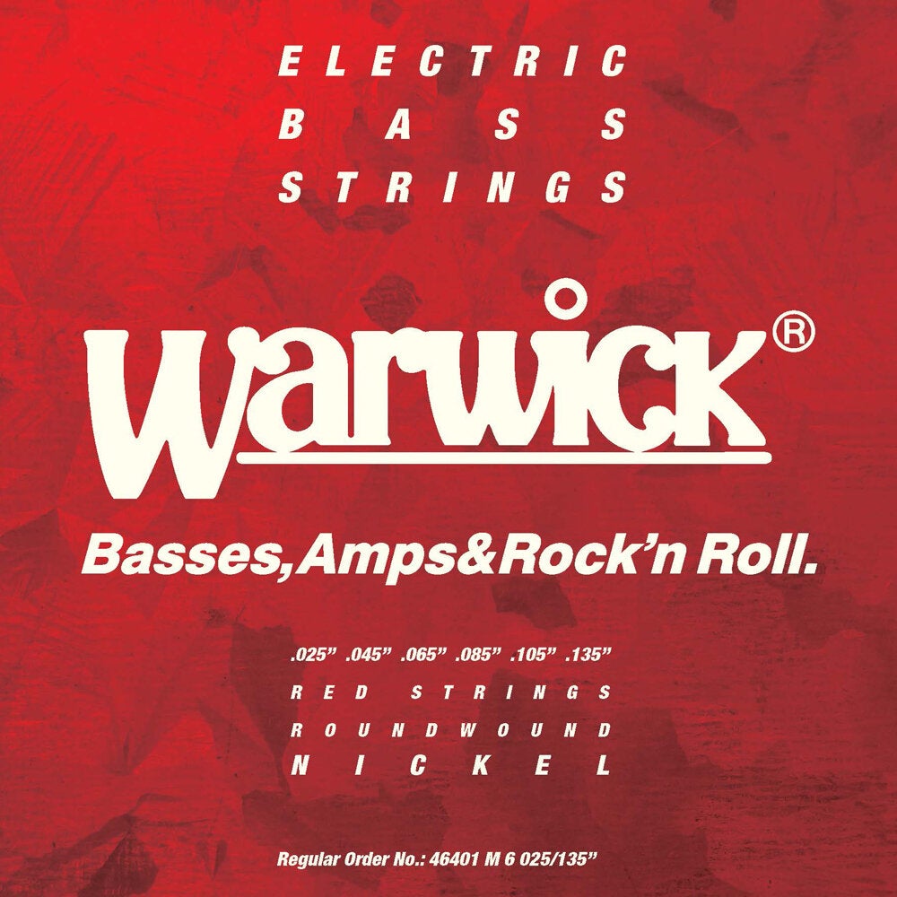 Warwick 46401 M Red Strings Nickel-Plated Steel 6-String Medium Electric Bass Guitar Strings (025 - 135) von Warwick