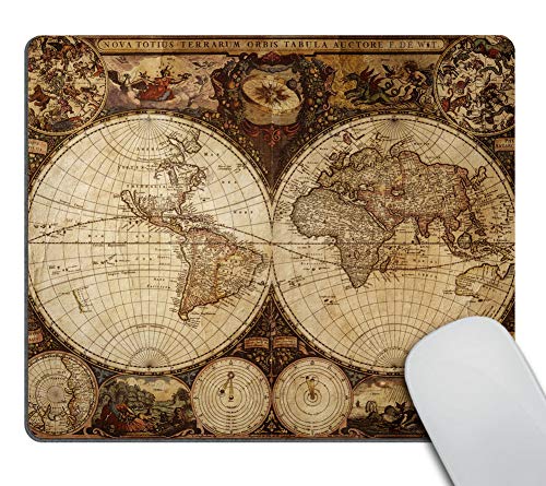 Wasach Mauspad mit Vintage-Weltkarte, Bild der alten Karte der 1720er Jahre, nostalgischer Stil, Kunst, historischer Atlas, Braun / Beige Wasach Mauspad mit Vintage-Weltkarte, Bild der alten Karte der 1720er Jahre, nostalgischer Stil, Kunst, historischer Atlas, Braun / Beige von Wasach