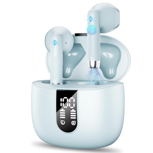 Bluetooth 5.4 Kopfhörer, In Ear Kopfhörer Kabellos mit 4 Mic, 48H Tiefer Bass Spielzeit Wireless Earbud, LED-Anzeige, Bluetooth Ohrhörer mit ENC Noise Cancelling, IP7 Wasserdicht Kopfhörer Sport USB-C von Wasart