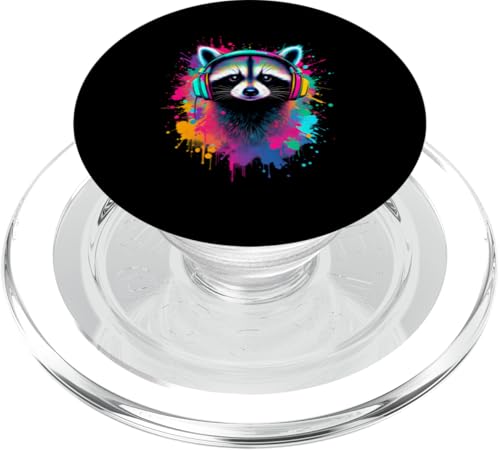 Waschbär-Kopfhörer Kunst PopSockets PopGrip für MagSafe von Waschbär-Kopfhörer Kunst Designs