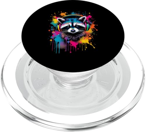 Waschbär Kopfhörer Kunst PopSockets PopGrip für MagSafe von Waschbär Kopfhörer Kunst Designs