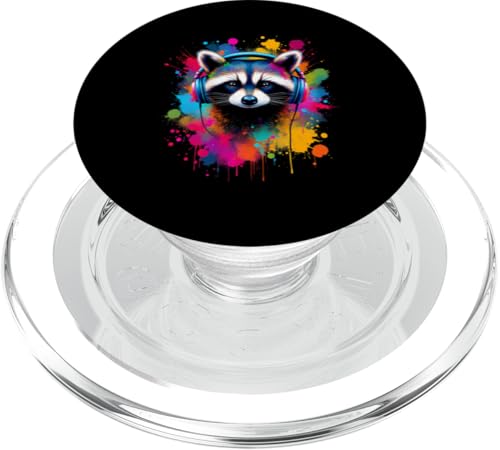 Waschbär Kopfhörer Kunst PopSockets PopGrip für MagSafe von Waschbär Kopfhörer Kunst Designs