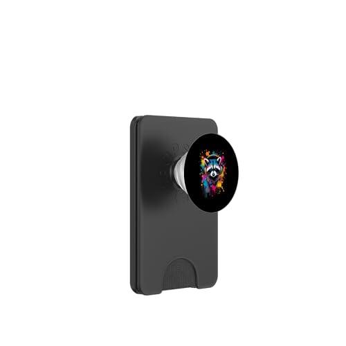 Waschbär Kopfhörer Kunst PopSockets PopWallet für MagSafe von Waschbär Kopfhörer Kunst Designs