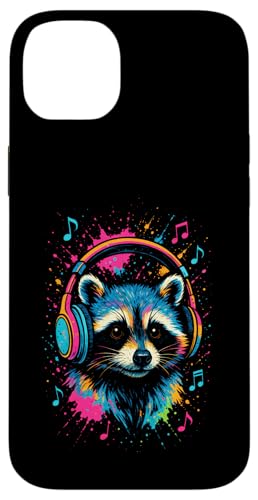 Waschbär Musik Kopfhörer Bunt Kunst Tiermotiven Hülle für iPhone 14 Plus Waschbär Musik Kopfhörer Bunt Kunst Tiermotiven Hülle für iPhone 14 Plus von Waschbären