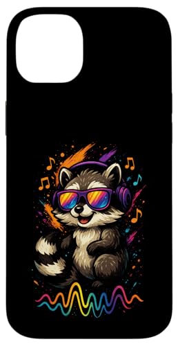Waschbär Musik Kopfhörer Bunt Kunst Tiermotiven Hülle für iPhone 14 Plus Waschbär Musik Kopfhörer Bunt Kunst Tiermotiven Hülle für iPhone 14 Plus von Waschbären