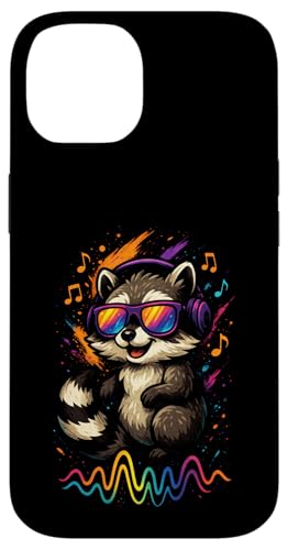 Waschbär Musik Kopfhörer Bunt Kunst Tiermotiven Hülle für iPhone 14 Waschbär Musik Kopfhörer Bunt Kunst Tiermotiven Hülle für iPhone 14 von Waschbären