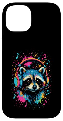 Waschbär Musik Kopfhörer Bunt Kunst Tiermotiven Hülle für iPhone 14 Waschbär Musik Kopfhörer Bunt Kunst Tiermotiven Hülle für iPhone 14 von Waschbären
