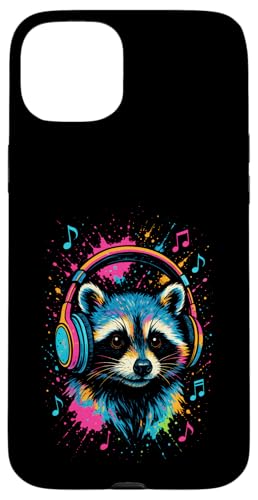 Waschbär Musik Kopfhörer Bunt Kunst Tiermotiven Hülle für iPhone 15 Plus Waschbär Musik Kopfhörer Bunt Kunst Tiermotiven Hülle für iPhone 15 Plus von Waschbären