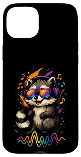 Waschbär Musik Kopfhörer Bunt Kunst Tiermotiven Hülle für iPhone 15 Plus Waschbär Musik Kopfhörer Bunt Kunst Tiermotiven Hülle für iPhone 15 Plus von Waschbären