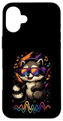 Waschbär Musik Kopfhörer Bunt Kunst Tiermotiven Hülle für iPhone 16 Plus Waschbär Musik Kopfhörer Bunt Kunst Tiermotiven Hülle für iPhone 16 Plus von Waschbären