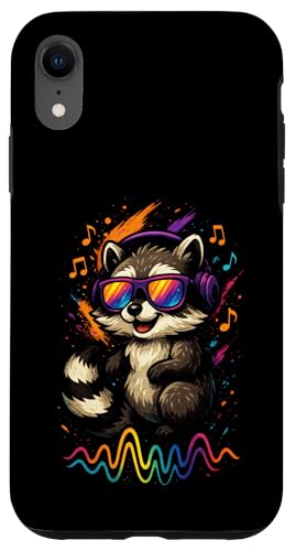 Waschbär Musik Kopfhörer Bunt Kunst Tiermotiven Hülle für iPhone XR Waschbär Musik Kopfhörer Bunt Kunst Tiermotiven Hülle für iPhone XR von Waschbären