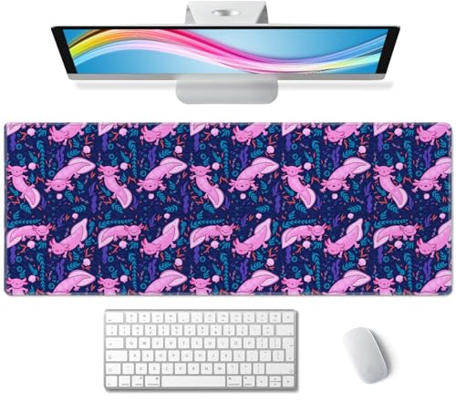 Axolotl Große Gaming-Schreibtischunterlage – 80 x 30 cm erweitertes XL-Mauspad, wasserdicht, mit rutschfester Unterseite und genähten Kanten für Computertastatur Axolotl Große Gaming-Schreibtischunterlage – 80 x 30 cm erweitertes XL-Mauspad, wasserdicht, mit rutschfester Unterseite und genähten Kanten für Computertastatur von Wasica