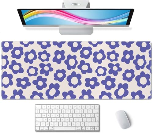Schreibtischunterlage mit Blumenmotiv, groß, für Laptop, Computer, Tastatur, Gaming-Mauspad, XL, 80 x 30 cm, niedliches Schreibtischzubehör Schreibtischunterlage mit Blumenmotiv, groß, für Laptop, Computer, Tastatur, Gaming-Mauspad, XL, 80 x 30 cm, niedliches Schreibtischzubehör von Wasica