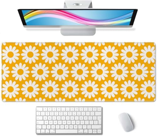 Schreibtischunterlage mit Vintage-Blumen, Gelb, großes Mauspad, XL-Schreibtischunterlage, Gaming-Mauspad, erweiterte Tastaturmatte, 80 x 30 cm, Laptop, Computer, Tastatur, Mauspad für Büro, Schreibtischunterlage mit Vintage-Blumen, Gelb, großes Mauspad, XL-Schreibtischunterlage, Gaming-Mauspad, erweiterte Tastaturmatte, 80 x 30 cm, Laptop, Computer, Tastatur, Mauspad für Büro, von Wasica