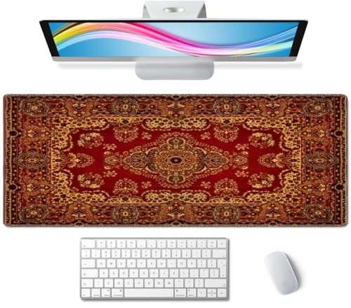 Wasica Vintage Retro Boho Teppich-Schreibtischunterlage, Groß, Rutschfest, Mauspad, Tastatur, Gaming, 80 x 30 cm Wasica Vintage Retro Boho Teppich-Schreibtischunterlage, Groß, Rutschfest, Mauspad, Tastatur, Gaming, 80 x 30 cm von Wasica