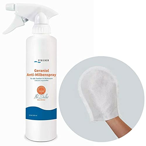Stricker Chemie Geraniol + Handschuh Omega | Anti Milbenspray Hausstaubmilben Spray Anti-Milben-Mittel 500ml Stricker Chemie Geraniol + Handschuh Omega | Anti Milbenspray Hausstaubmilben Spray Anti-Milben-Mittel 500ml von Wasserbettbedarf