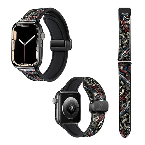 Uhrenarmband für Apple Iwatch 18 mm (38/40/41/42/44/45 mm) aus Silikon und Echtleder: America von Watch & Me