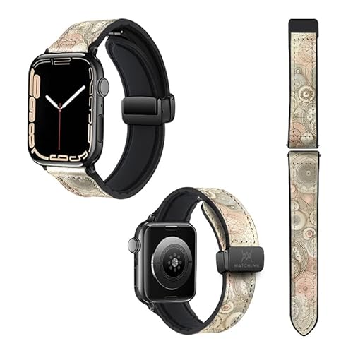 Uhrenarmband für Apple Iwatch 18 mm (38/40/41/42/44/45 mm) aus Silikon und echtem Leder: Rosette von Watch & Me