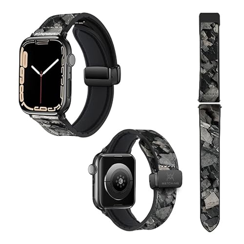 Uhrenarmband für Apple Iwatch 18 mm (38/40/41/42/44/45 mm) aus Silikon und echtem Leder: Stein von Watch & Me