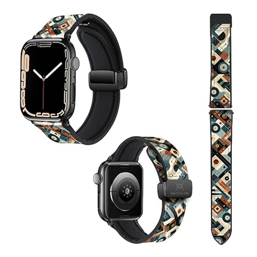 Uhrenarmband für Apple Iwatch 20 mm (38/40/41/42/44/45 mm), Silikon und Echtleder: Picasso von Watch & Me