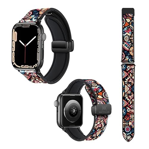 Uhrenarmband für Apple Iwatch 22 mm (38/40/41/42/44/45 mm) aus Silikon und Echtleder: Maori Color von Watch & Me