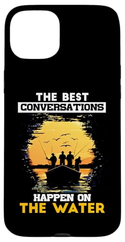 THE BEST CONVERSATIONS HAPPEN Hülle für iPhone 15 Plus von Water Conversations Happen Phrase Time Fishing