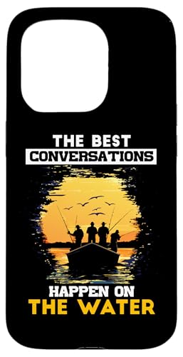THE BEST CONVERSATIONS HAPPEN Hülle für iPhone 15 Pro von Water Conversations Happen Phrase Time Fishing
