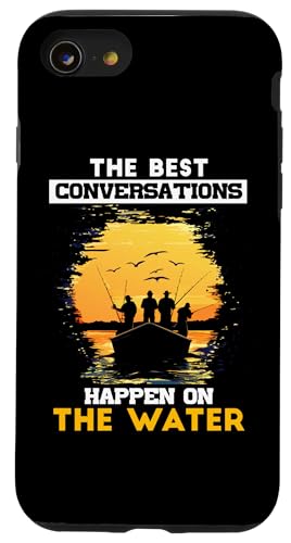 THE BEST CONVERSATIONS HAPPEN Hülle für iPhone SE (2020) / 7 / 8 von Water Conversations Happen Phrase Time Fishing