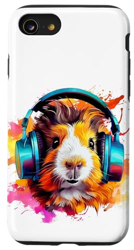 Watercolor Kopfhörer Lustiges Meerschweinchen Hülle für iPhone SE (2020) / 7 / 8 von Watercolor Funny Guinea Pig with Headphones