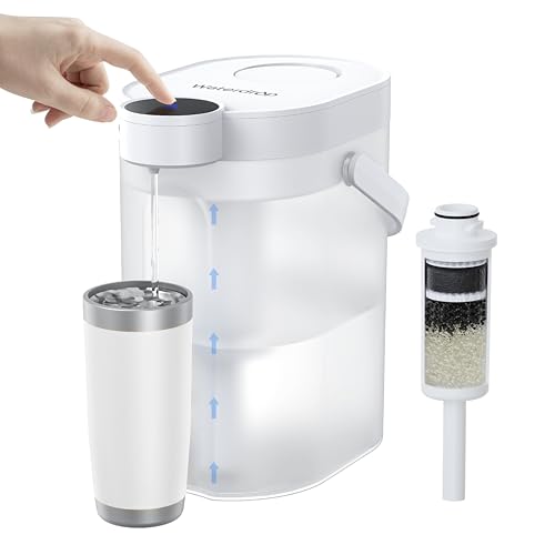 Waterdrop FreshTaste 𝐖𝐚𝐬𝐬𝐞𝐫𝐞𝐧𝐭𝐡ä𝐫𝐭𝐞𝐫 Elektrischer Wasserfilter Kanne, 4L Wasserfilter Spender für Kühlschrank, Reduziert Kalk, Chlor, Blei, Kupfer, Reinigt, Weiß (Ersatzfilter: WD-EWFS) von Waterdrop