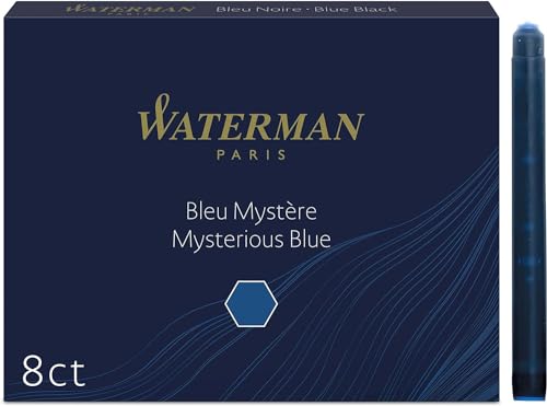 WATERMAN Standard-Großraum-Tintenpatronen, blauschwarz, Sie erhalten 1 Packung, Packungsinhalt: 8 Patronen von Waterman