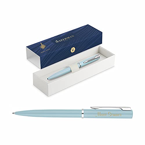 Waterman Allure Kugelschreiber mit Gravur | Geschenk für Mann und Frau | inspiriert von Pariser Mode | personalisiert | graviert|Blaue Tinte|Mittlere Spitze (Baby Blue, Kugelschreiber) von Waterman