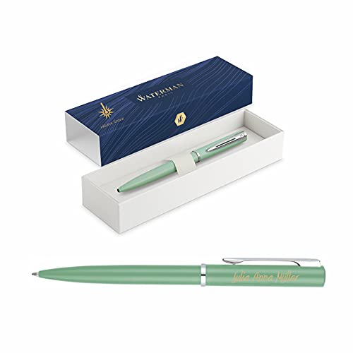 Waterman Allure Kugelschreiber mit Gravur | Geschenk für Mann und Frau |inspiriert von Pariser Mode | personalisiert | graviert | Blaue Tinte | Mittlere Spitze (Mint Green, Kugelschreiber) von Waterman