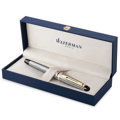 Waterman Expert Füller | Edelstahl mit Zierteile aus 23 K Gold | Füllfederhalter mit mittlerer Feder | Geschenkbox Waterman Expert Füller | Edelstahl mit Zierteile aus 23 K Gold | Füllfederhalter mit mittlerer Feder | Geschenkbox von Waterman