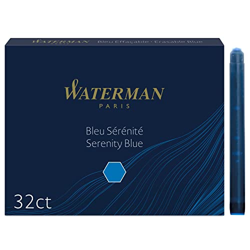 Waterman Füller-Tintenpatronen | Extra lang | Serenity Blue | 32 Stück von Waterman