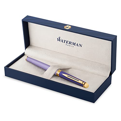 Waterman Hémisphère Füller | Metall und violette Lackierung mit goldbeschichteten Zierteilen | Füllfederhalter mit mittlerer goldbeschichteter Feder | Geschenkbox von Waterman