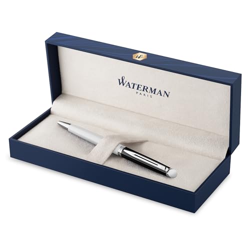 Waterman Hémisphère Kugelschreiber | Schwarze und weiße Lackierung mit palladiumbeschichteten Zierteilen | Mittlere Spitze | Geschenkbox von Waterman