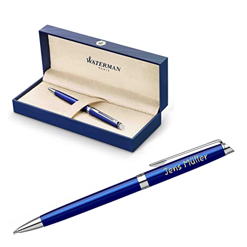 Waterman Hémisphère Kugelschreiber mit Gravur | Geschenk für Mann und Frau | inspiriert von Pariser Mode | personalisiert | graviert | Blaue Tinte (BRIGHT BLUE C.C.) von Waterman