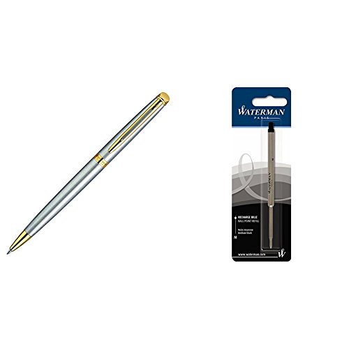 Waterman S0920370 Hémisphère Essential-Kollektion Kugelschreiber (Goldverzierung) edelstahl + Waterman S0944480 Kugelschreibermine (M) Tinte in schwarz von Waterman