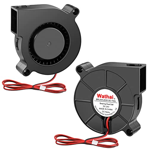 Wathai 5015 Gebläseventilator 24 V, Kugellager-Turbo-Ventilator, 1 m Draht für Ender 3, bürstenlose Zentrifugal-24 Volt-Lüfter für 3D-Drucker-Kühlung, Entlüfter, Trocknung 2 Stück von Wathai