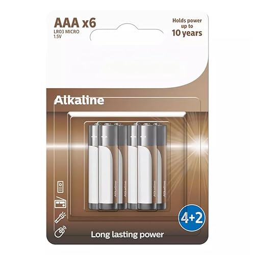 AAA/LR03 Alkaline Batterie, 6 Stück pro Packung, mit 30% mehr Lebensdauer, ideal für alltägliche Geräte mit hohem Stromverbrauch AAA/LR03 Alkaline Batterie, 6 Stück pro Packung, mit 30% mehr Lebensdauer, ideal für alltägliche Geräte mit hohem Stromverbrauch von WatioWave